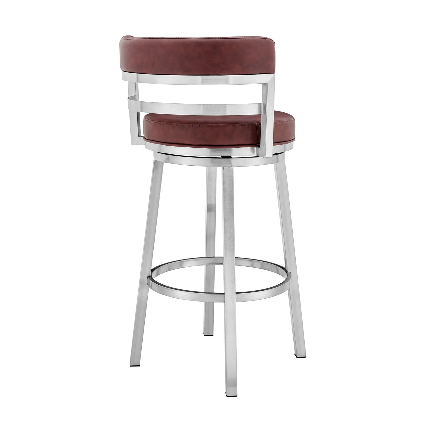 Titana - Swivel Faux Leather And Brushed Stainless Steel Bar Stool