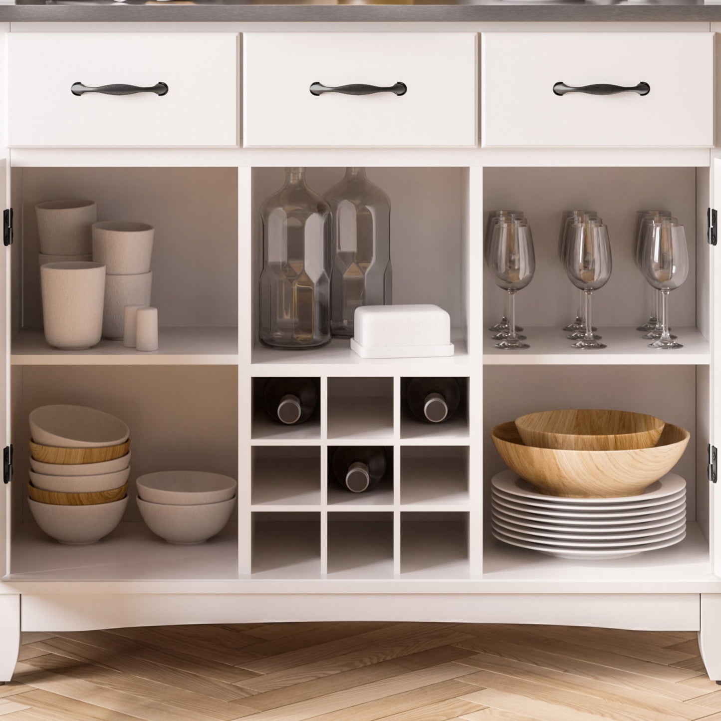 Buffet Of Buffets - Wood Buffet With Stainless Steel Top