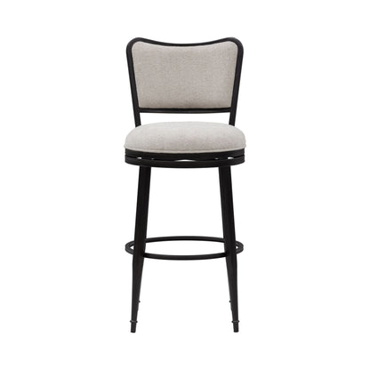 Baxter - Steel Frame Fabric Upholstered Swivel Bar Height Barstool