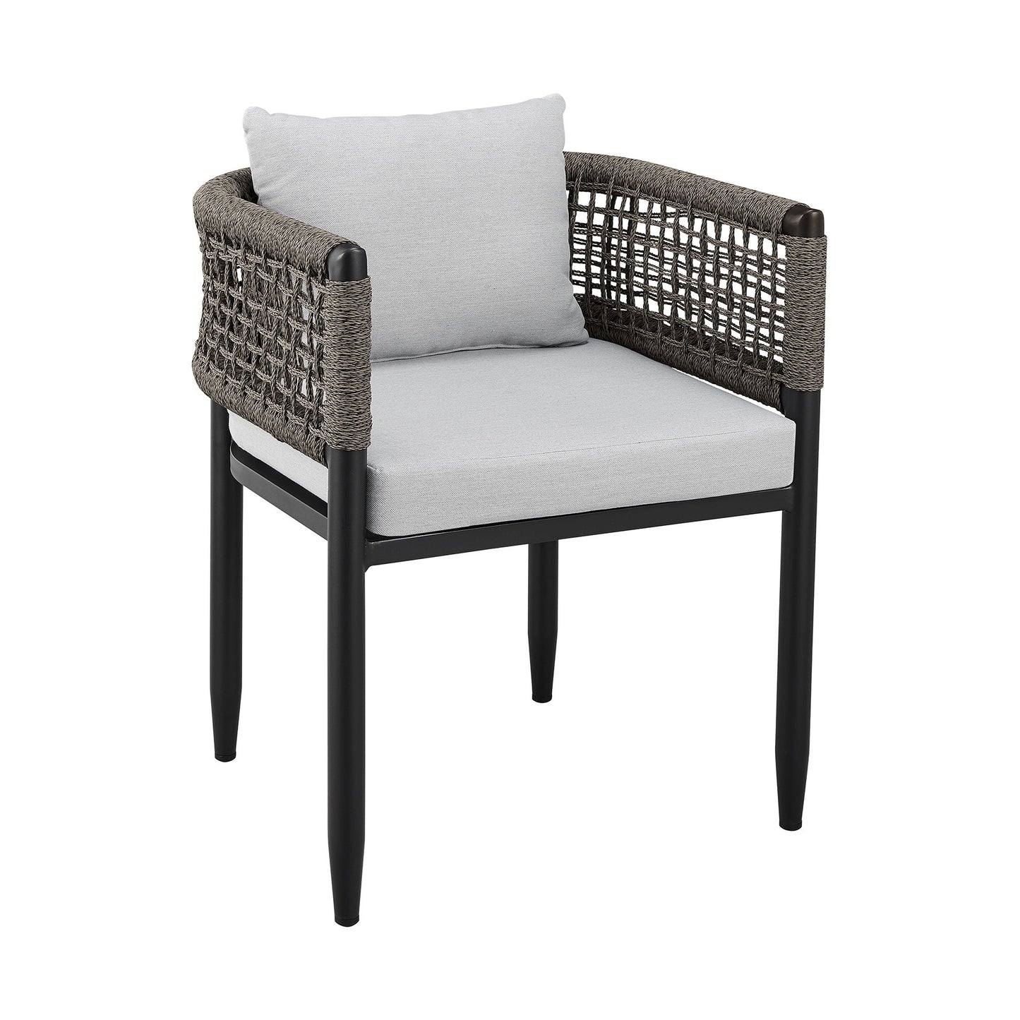 Alegria - Outdoor Patio Dining Chair In Aluminum With Gray Rope And Cushions - (Set of 2)