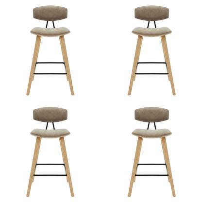 Fox - Counter Height Curved Back Wood Bar Stool With Faux Leather Seat