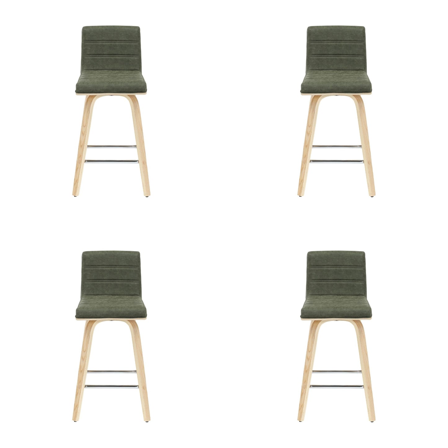 Vienna - 35.5" Swivel Counter Height Square Back Wood Bar Stool With Faux Leather Seat