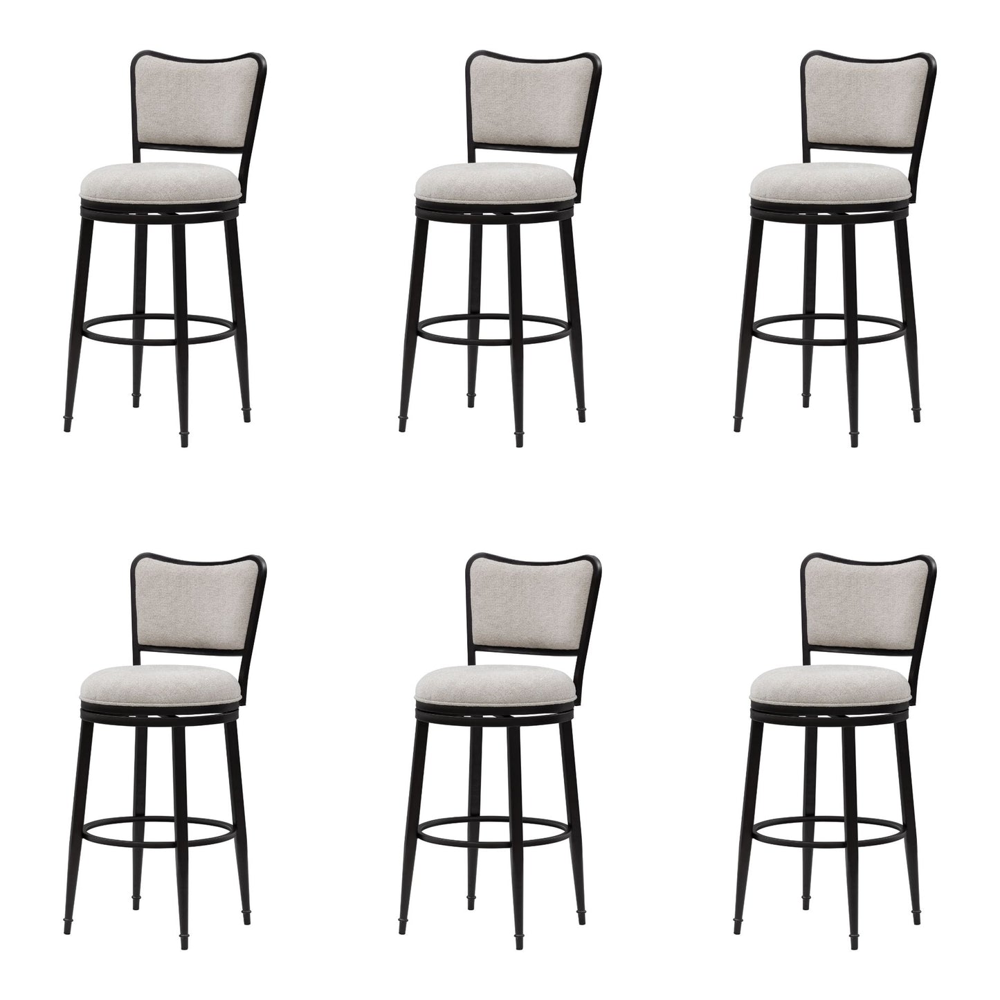 Baxter - Steel Frame Fabric Upholstered Swivel Bar Height Barstool