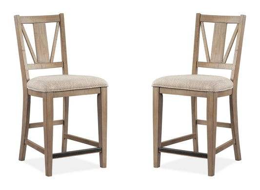 Paxton Place - Counter Chair With Upholstered Seat (Set of 2) - Dovetail Gray