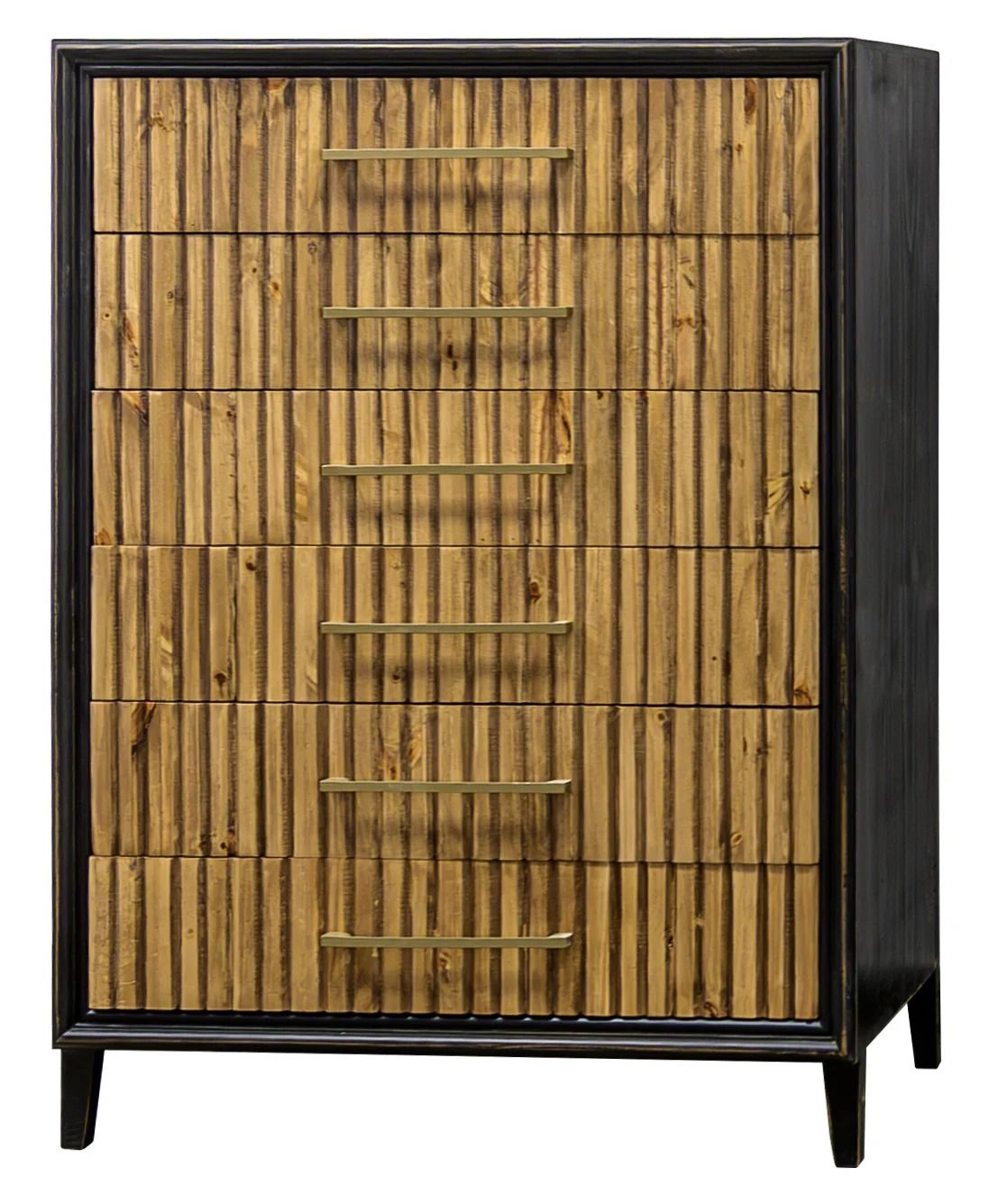 Riley - 6-Drawers Chest - Limousine Black / Wheat