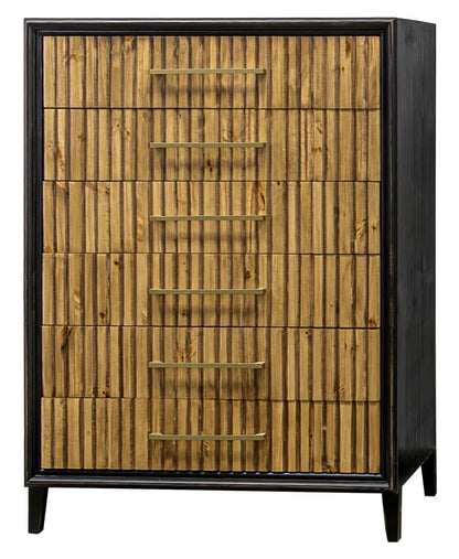 Riley - 6-Drawers Chest - Limousine Black / Wheat