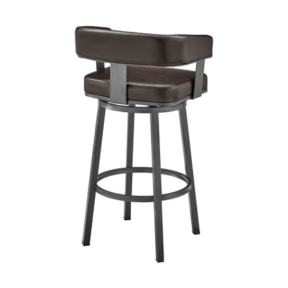 Cohen - 26" Counter Height Swivel Bar Stool - Java Brown Finish And Faux Leather