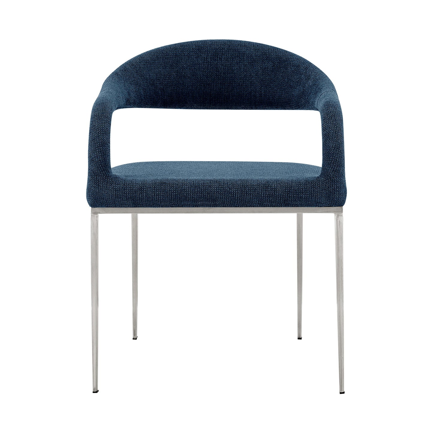 Morgan - Upholstered Dining Chair (Set of 2) - Brushed Silver / Blue