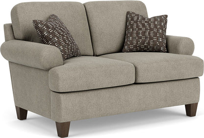 Moxy - Fabric Loveseat, T-Shaped Seat Cushion, Curved Sock Arms