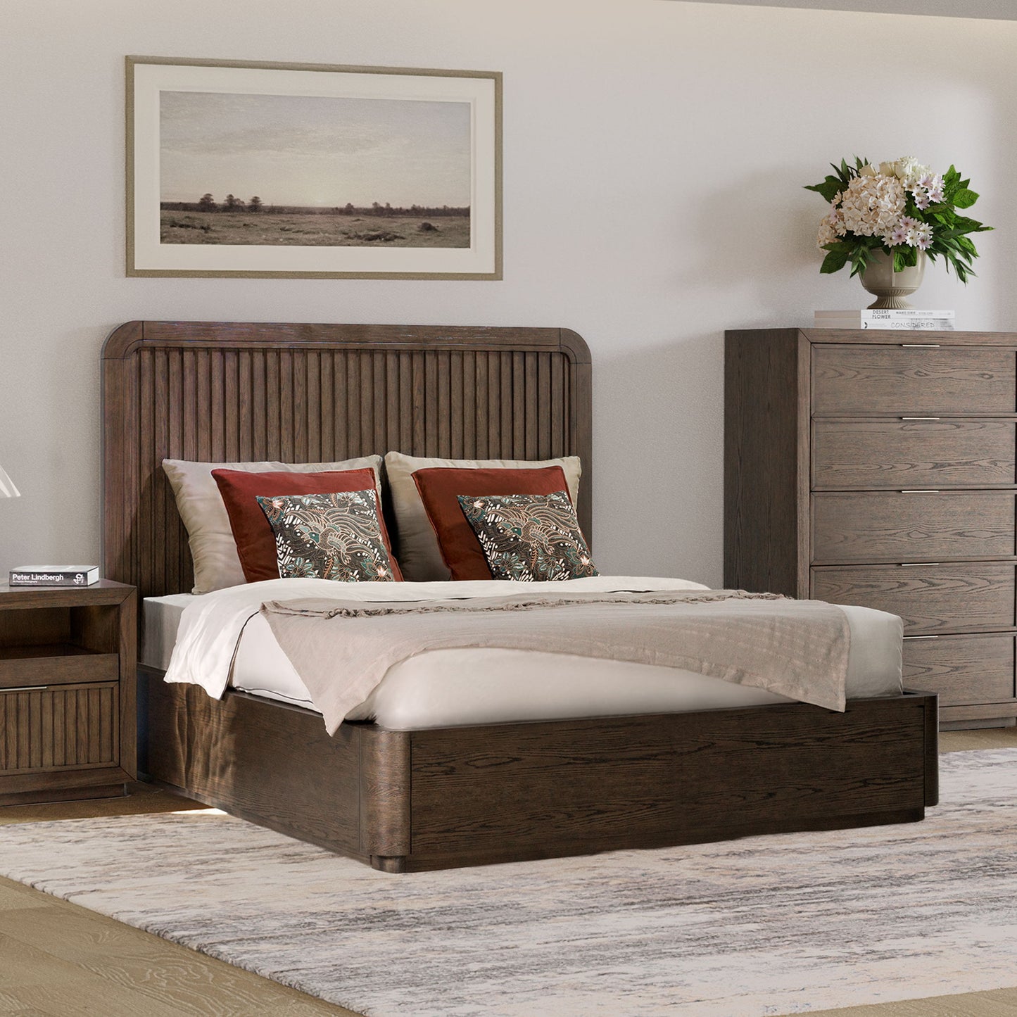 Athens - Queen Panel Bed - Dark Brown