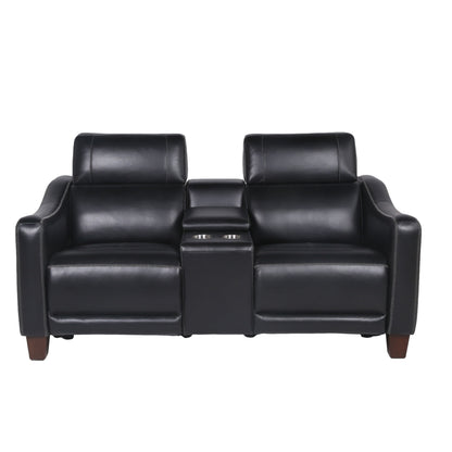Giorno - Dual Power Console Loveseat - Black