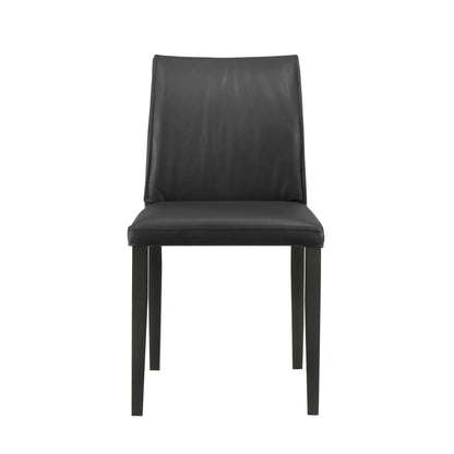 Velena - Full Back Top Grain Leather Upholstered Wood Dining Chairs (Set of 2) - Black
