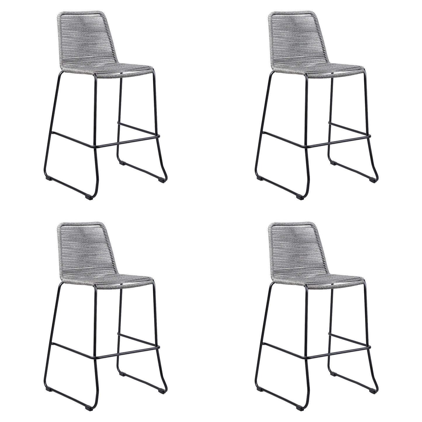 Shasta - 26" Outdoor Metal And Rope Stackable Barstool