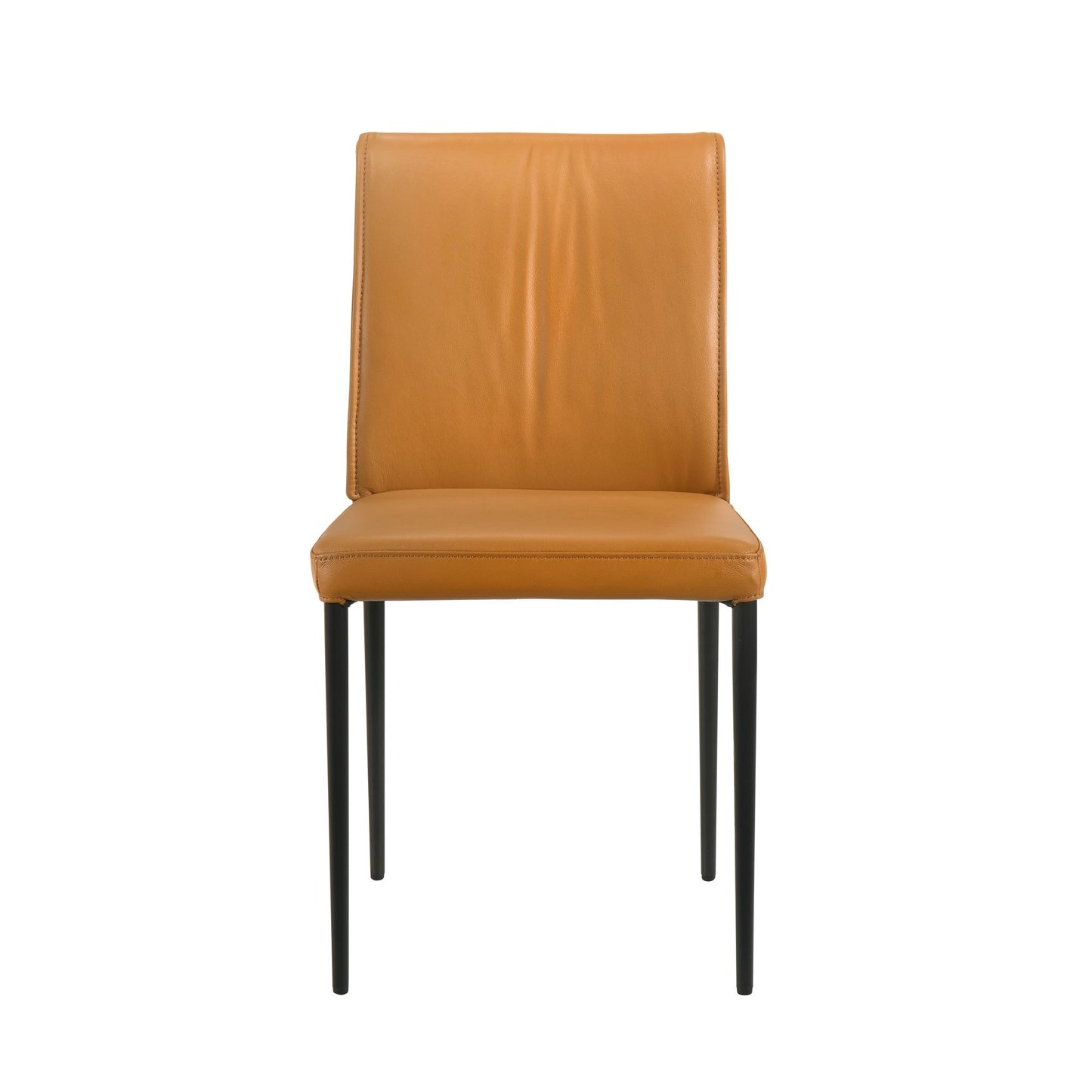Meriam - Full Back Top Grain Leather Upholstered Metal Dining Chairs (Set of 2)