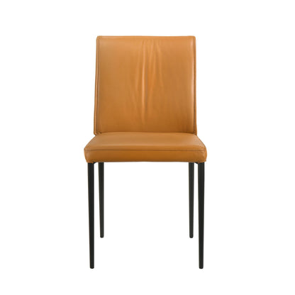 Meriam - Full Back Top Grain Leather Upholstered Metal Dining Chairs (Set of 2)