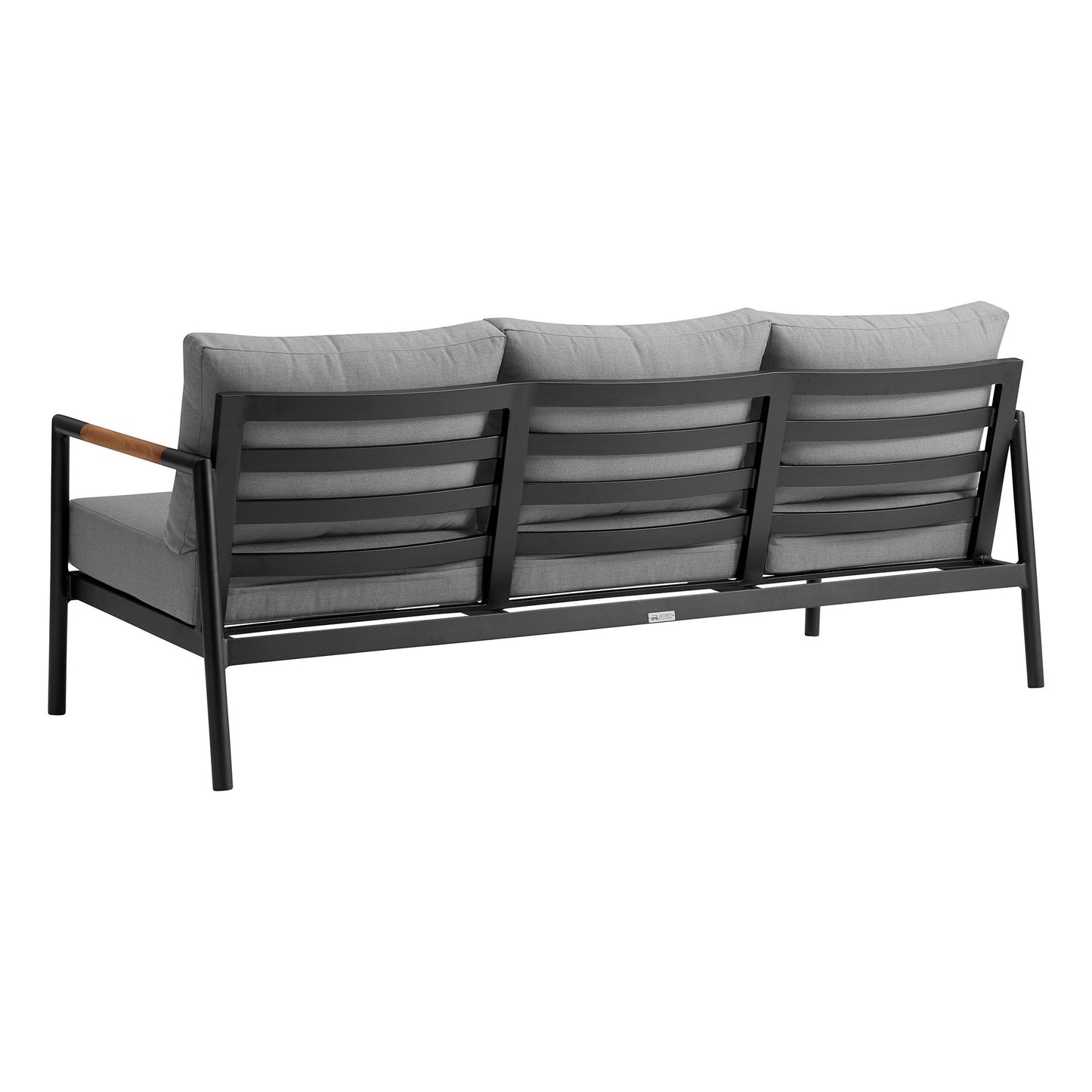 Royal - 4 Piece Aluminum And Teak Outdoor Seating Set With Cushions - Black / Dark Gray