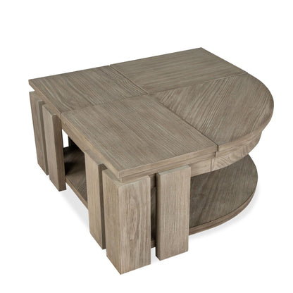 Conrad - Pie Shaped Lift Top Cocktail Table With Casters - Stone Harbor Gray