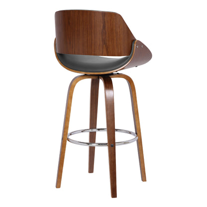 Mona - 26" Counter Height Swivel Bar Stool - Gray / Walnut