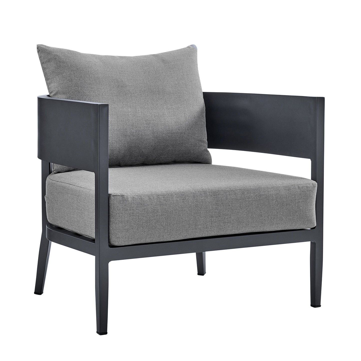 Argiope - 4 Piece Outdoor Aluminum & Fabric Outdoor Conversation Set - Dark Gray