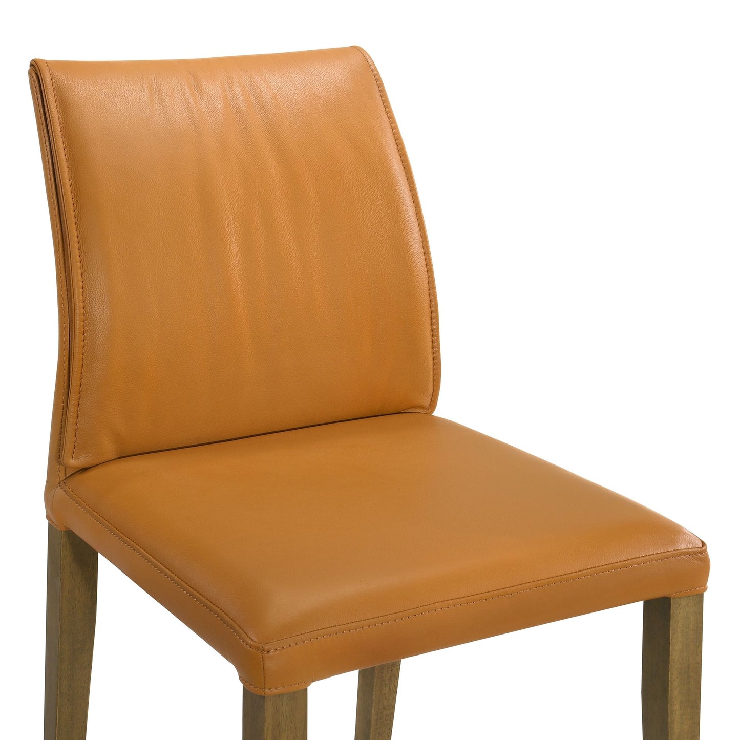 Velena - Full Back Top Grain Leather Upholstered Wood Dining Chairs (Set of 2) - Orange