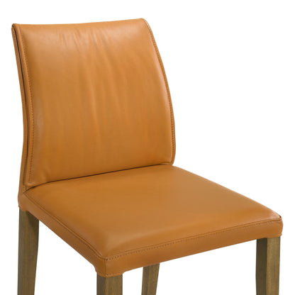 Velena - Full Back Top Grain Leather Upholstered Wood Dining Chairs (Set of 2) - Orange