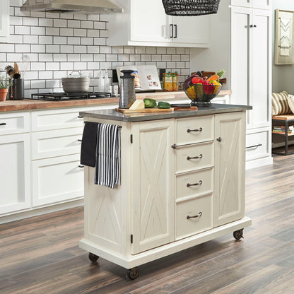 Bay Lodge - Wood Kitchen Cart - White