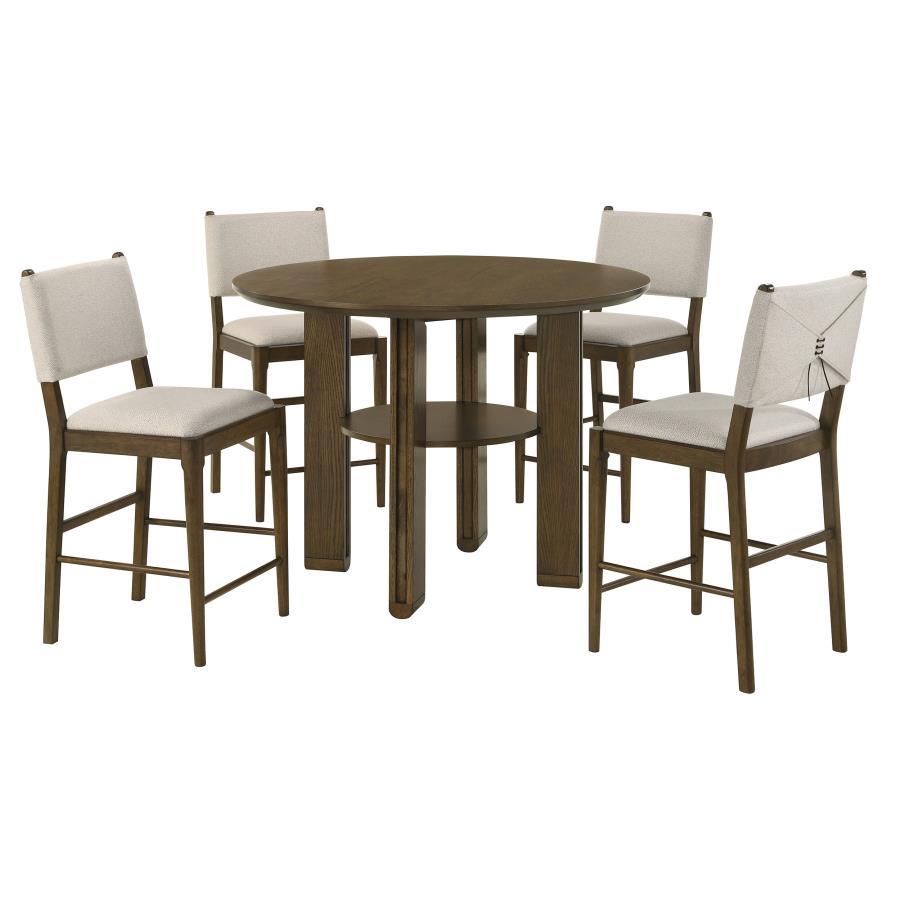 Ottowa - 5 Piece Round Counter Height Dining Room Set - Brown
