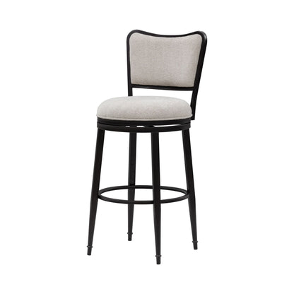 Baxter - Steel Frame Fabric Upholstered Swivel Bar Height Barstool