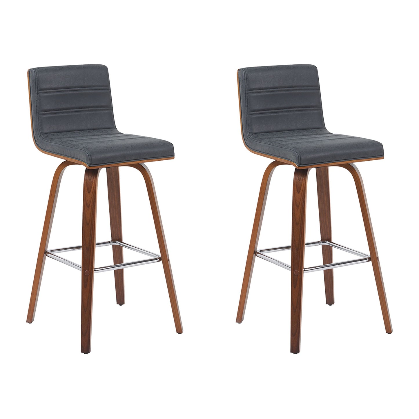 Vienna - Modern Swivel Bar Height Stool - Walnut Finished Wood Frame