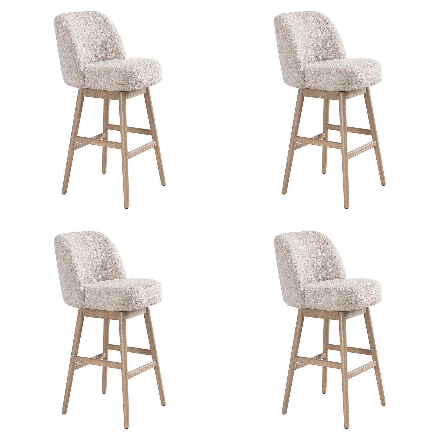 Sadie - Solid Wood Upholstered 30" Bar Height Swivel Barstool