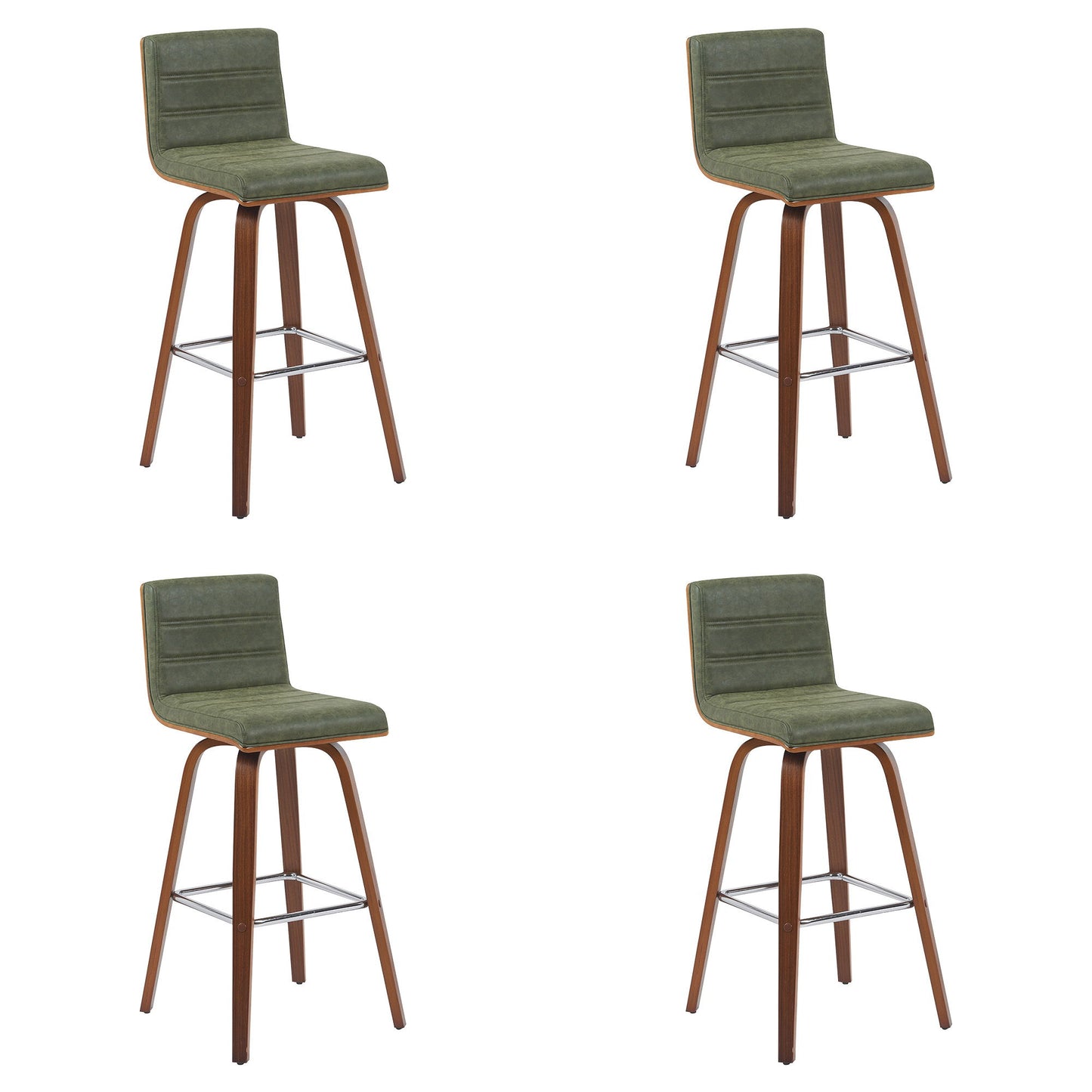 Vienna - Modern Swivel Bar Height Stool - Walnut Finished Wood Frame