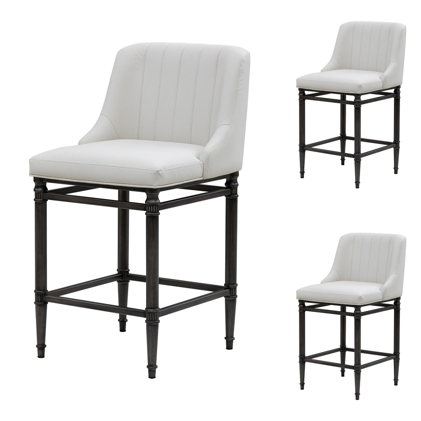 Marvin - Steel Frame Faux Leather Upholstered Counter Height Barstool