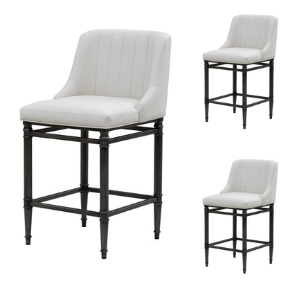 Marvin - Steel Frame Faux Leather Upholstered Counter Height Barstool