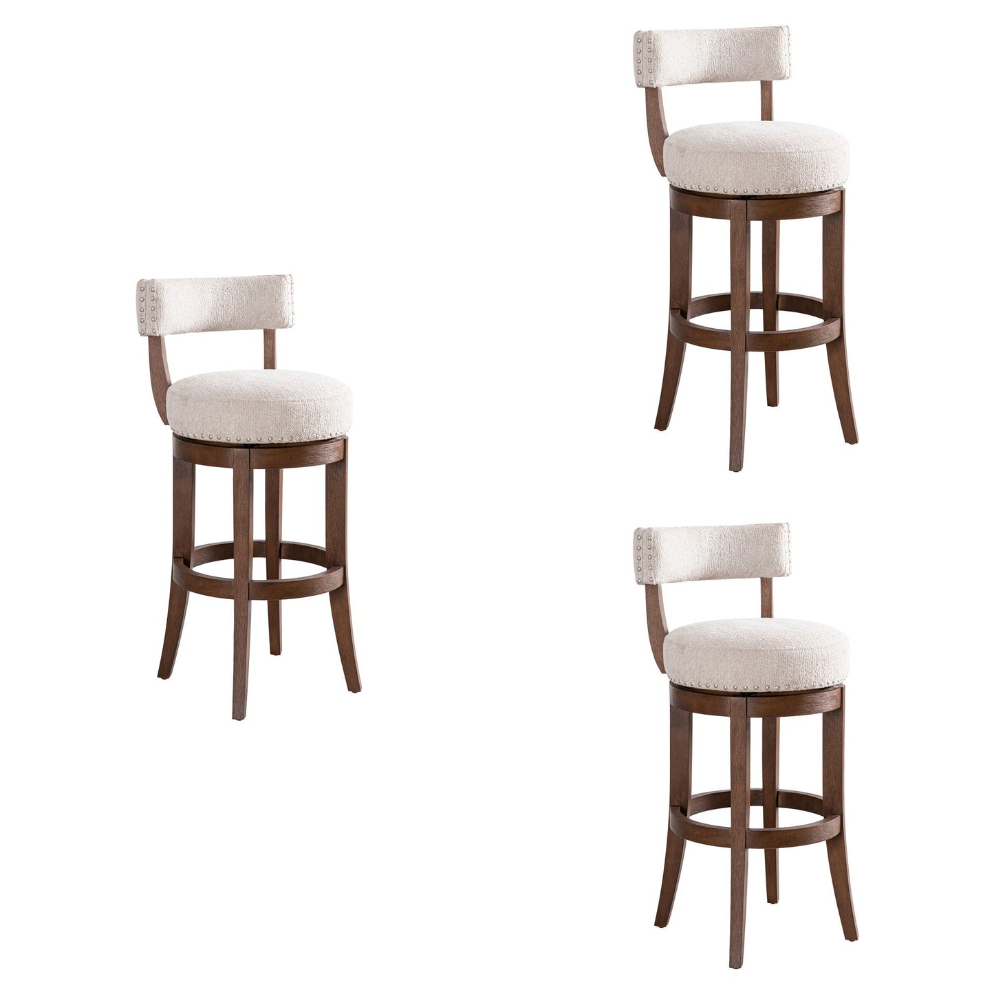 Mystic - Solid Wood Upholstered 30" Bar Height Swivel Barstool