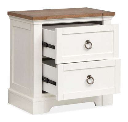 Kingston - Drawer Nightstand - Whisper White And Cerused Nutmeg