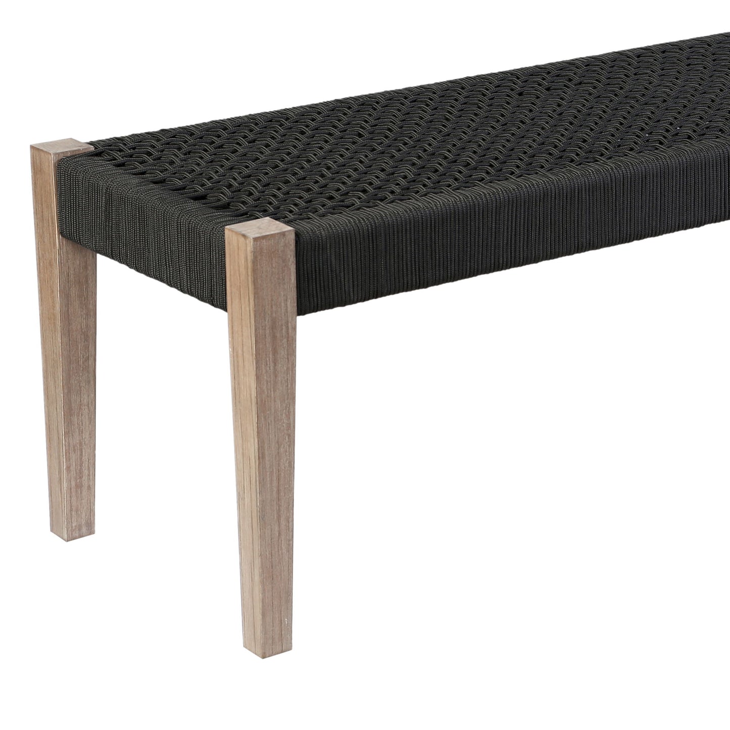 Camino - Indoor Outdoor Dining Bench - Eucalyptus Wood And Charcoal Rope