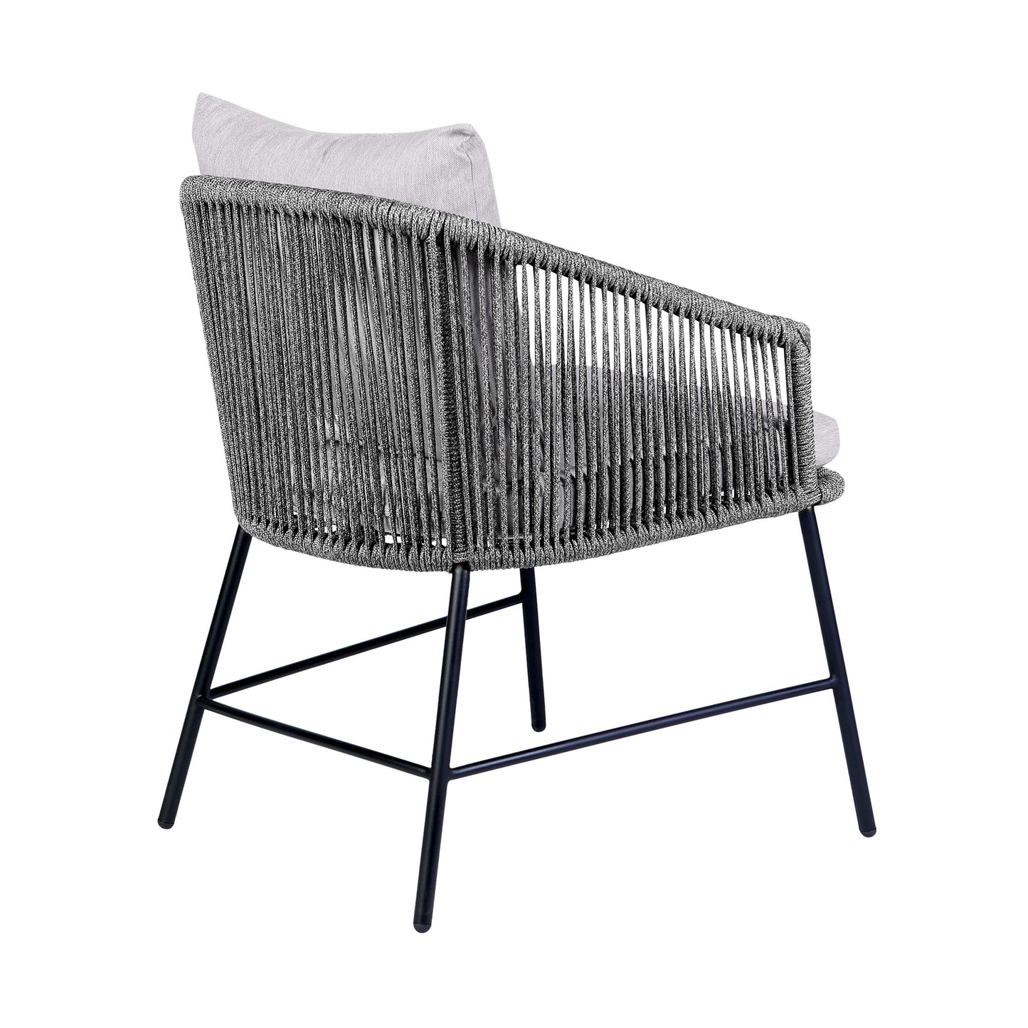 Calica - Outdoor Patio Dining Chair - Black Metal And Gray Rope