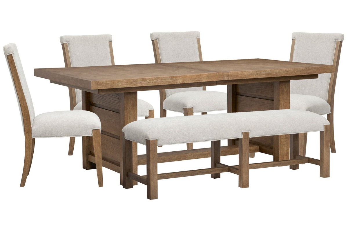 Plum Creek - 6 Piece Extendable Trestle Dining Table Set