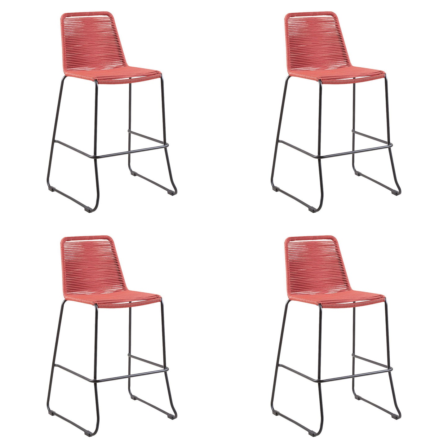Shasta - 30" Outdoor Metal And Rope Stackable Barstool