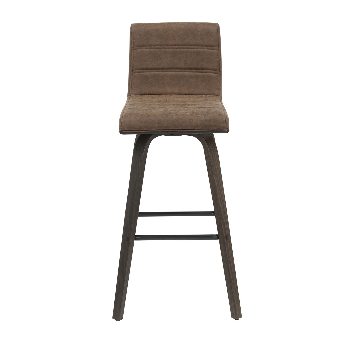 Vienna - 39.5" Swivel Bar Height Square Back Wood Bar Stool With Faux Leather Seat