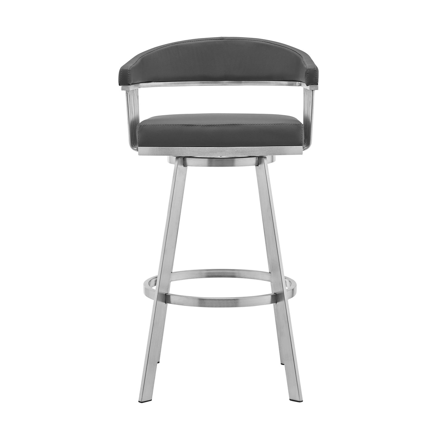 Bronson - Faux Leather And Brushed Stainless Steel Swivel Bar Stool