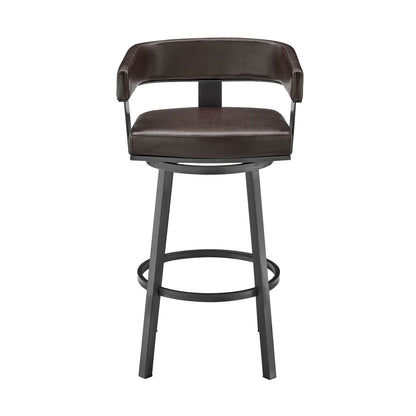 Cohen - 26" Counter Height Swivel Bar Stool - Java Brown Finish And Faux Leather