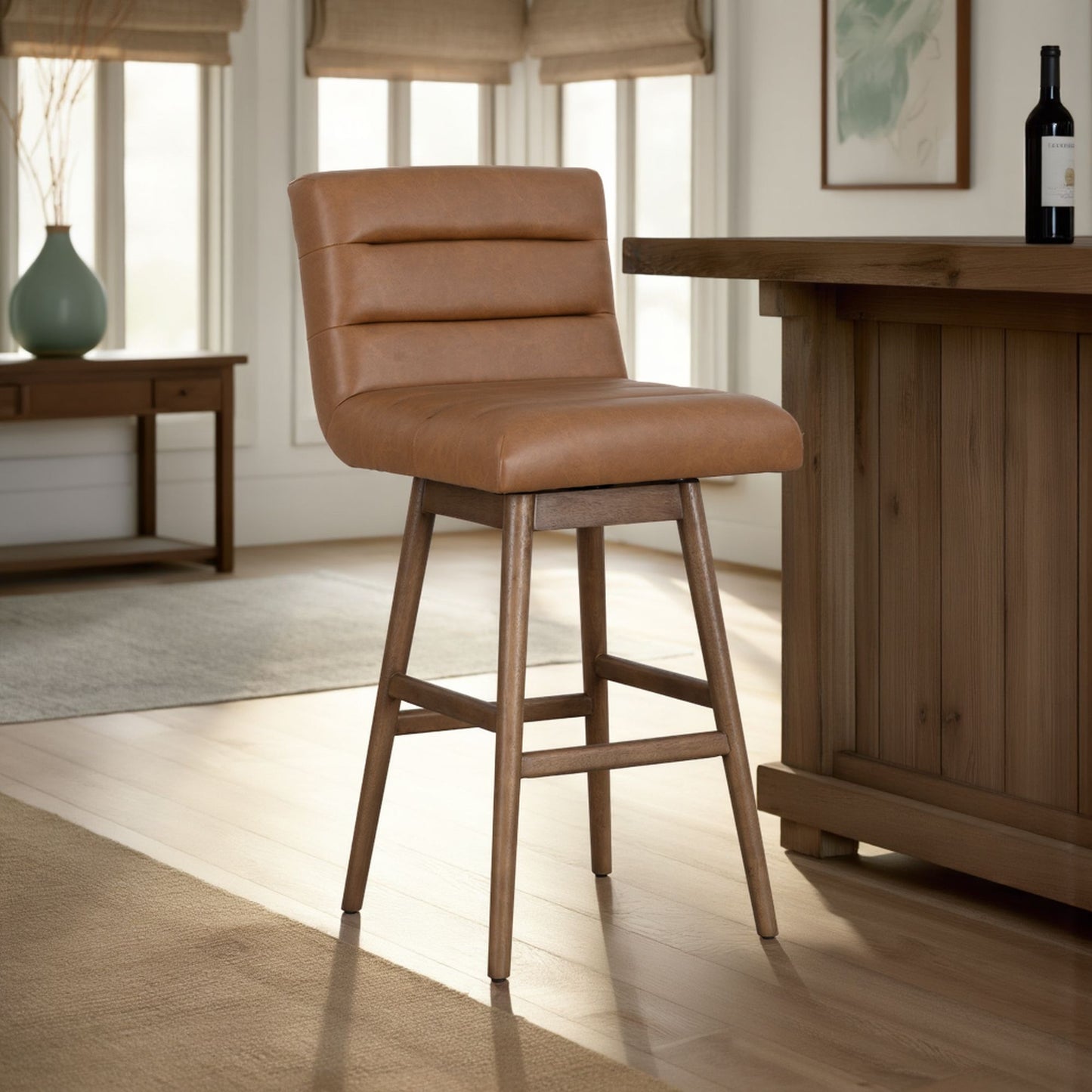 Elias - Swivel Rubberwood Barstool