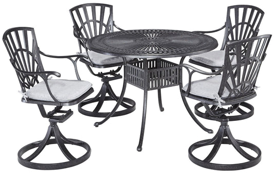 Grenada - 5 Piece Outdoor Patio Dining Set - Dark Gray
