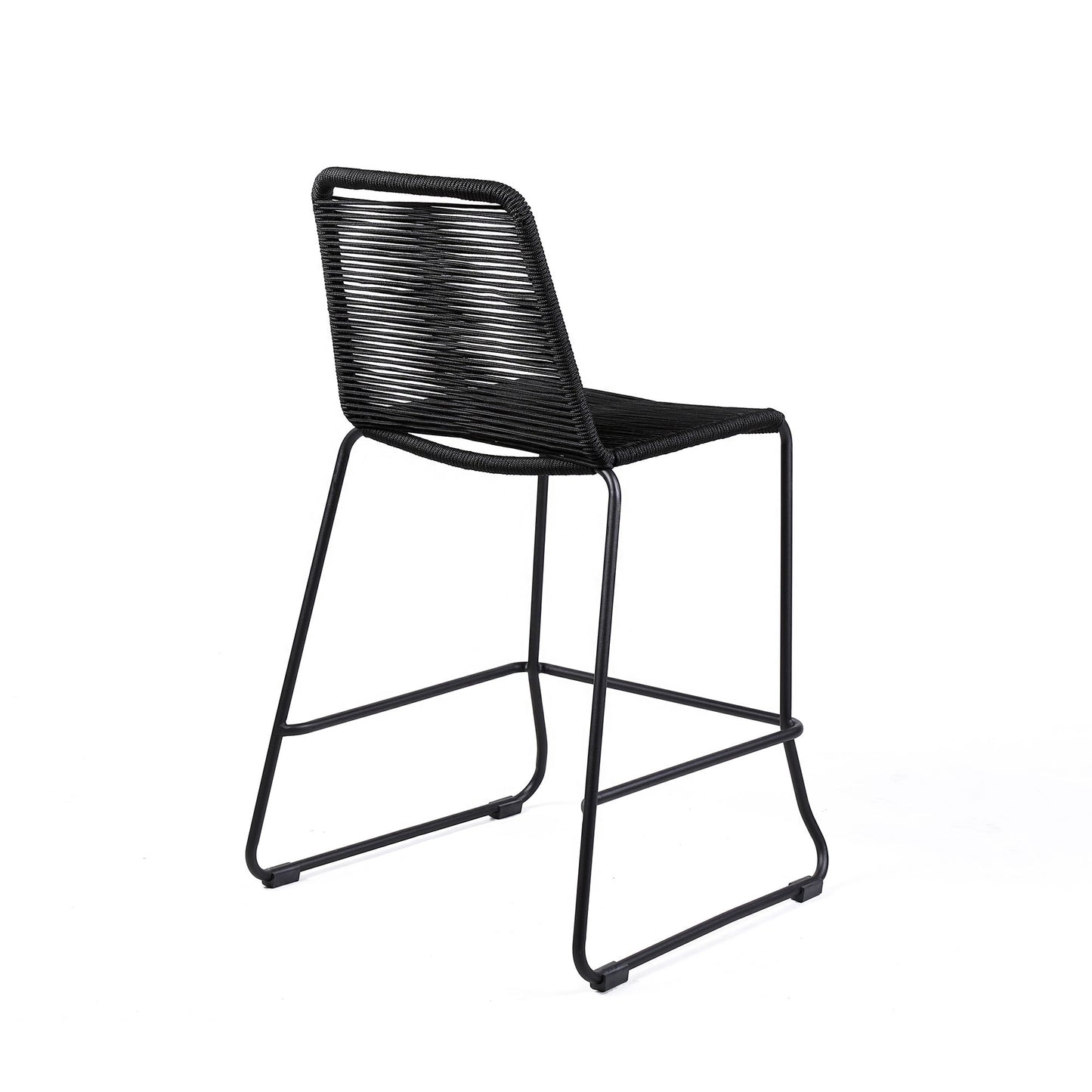 Shasta - 30" Outdoor Metal And Rope Stackable Barstool