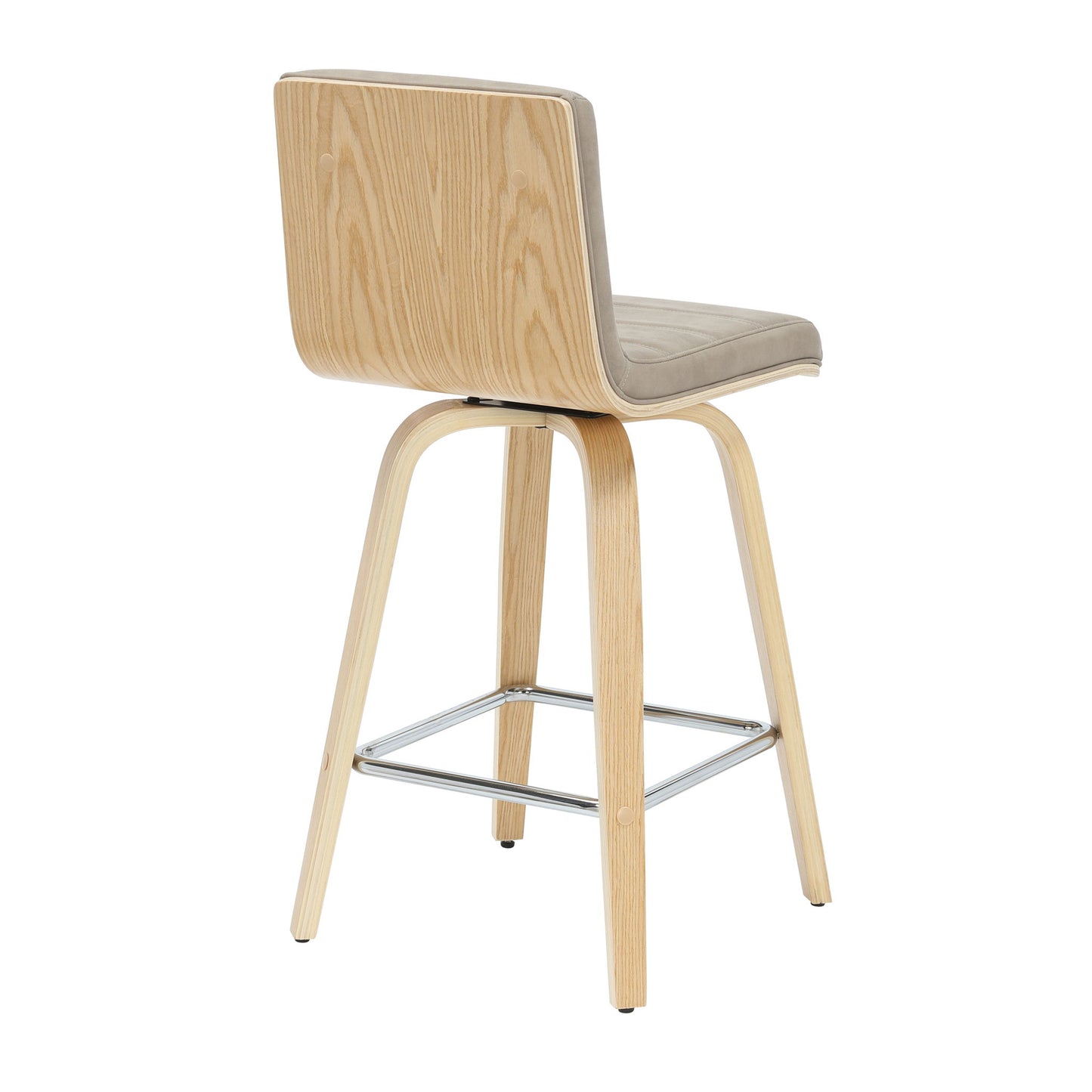 Vienna - 35.5" Swivel Counter Height Square Back Wood Bar Stool With Faux Leather Seat