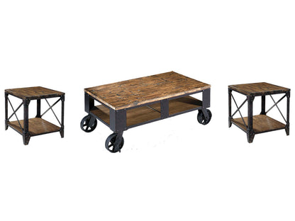 Pinebrook - Rectangular 2 Braking Casters Cocktail Table Set