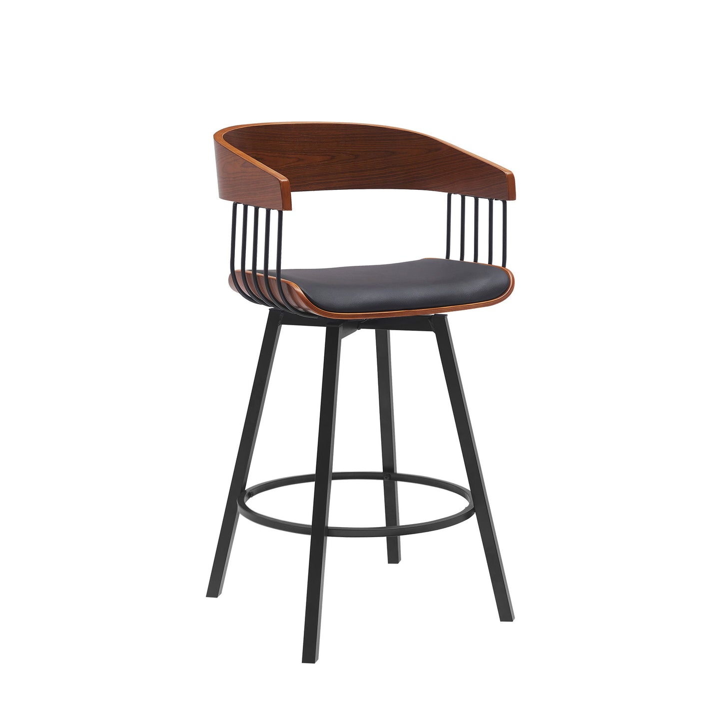 Athena - 27" Swivel Walnut Counter Stool - Black