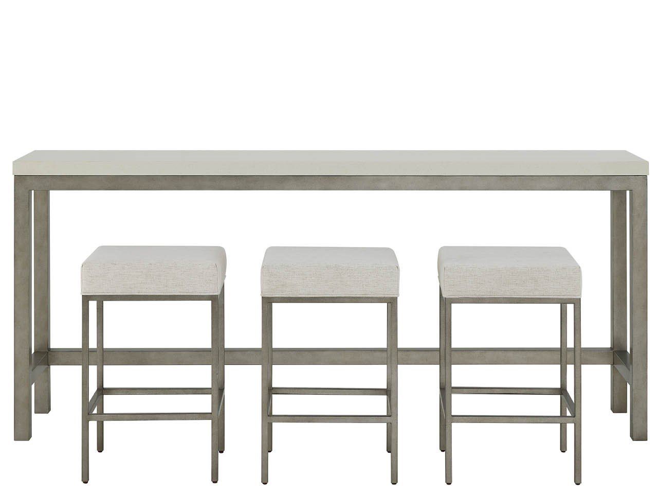 Oasis - Console With 3 Stools - Gray / Beige