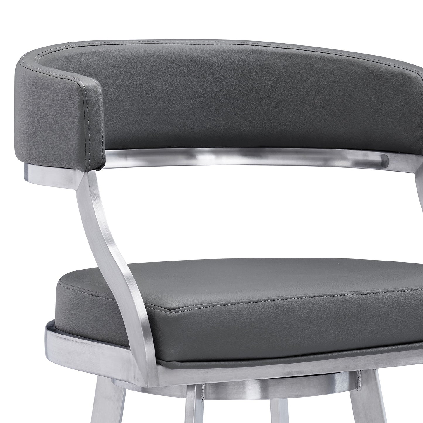 Dione - Swivel Faux Leather And Brushed Stainless Steel Bar Stool